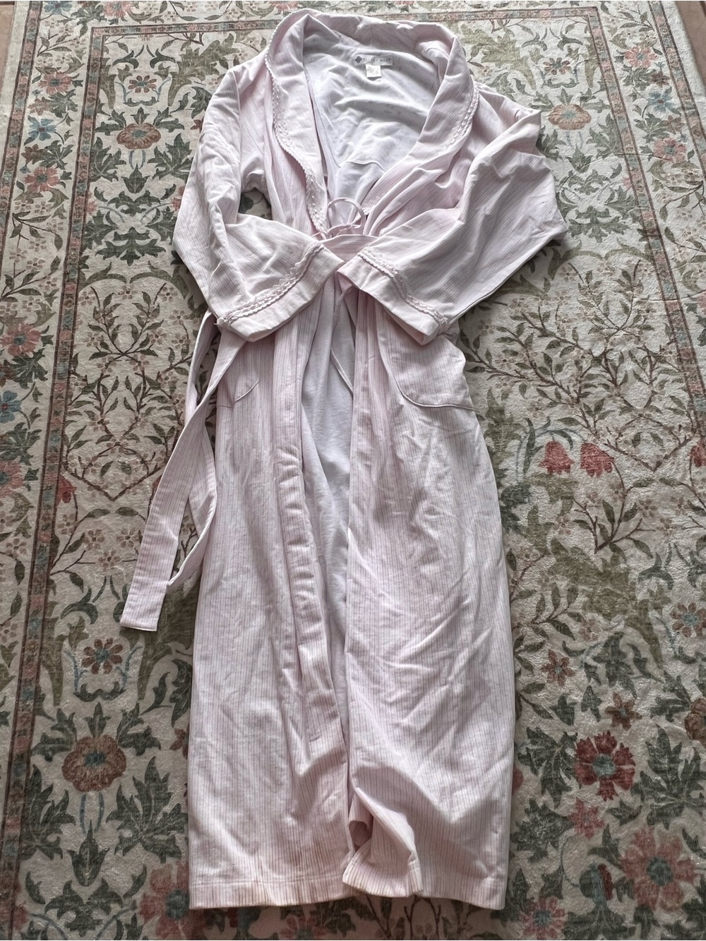 Eileen West Cotton Robe Large Pink Stripe Vintage